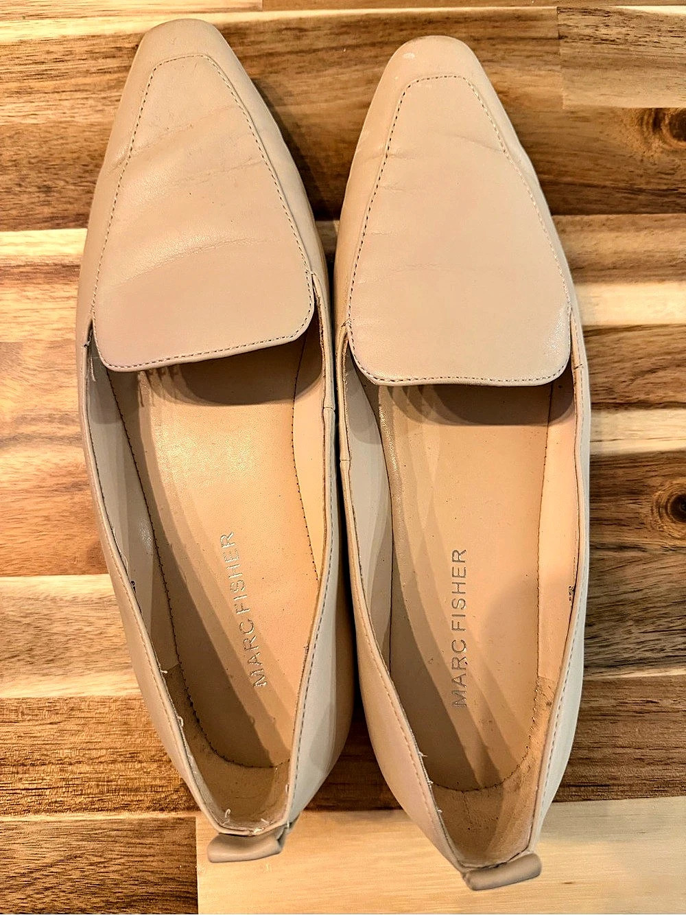 Marc Fisher Seltra Tan Leather Pointed Toe Loafers Size 6M